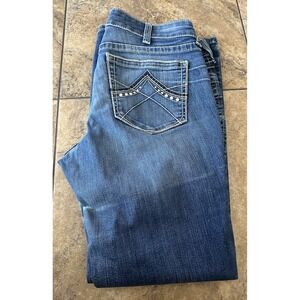 Ariat Jeans Womens 33R Blue REAL Denim  Bootcut Western Wear Fit 37X32 * Blemish